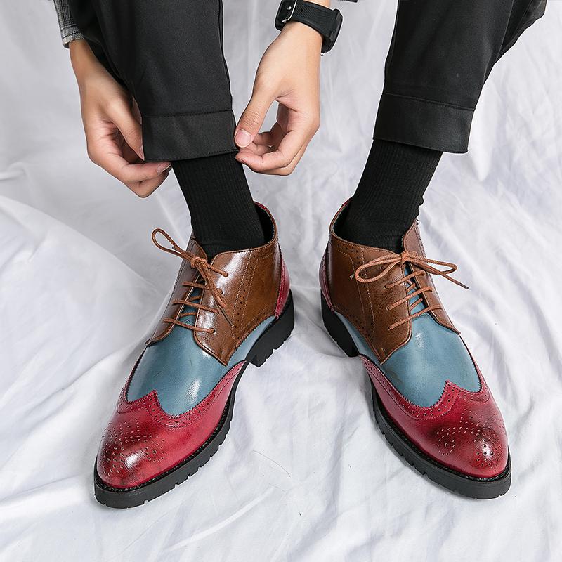 Роскошные мужские туфли на шнуровке, модные оксфорды, обувь для отдыха на природе, осенние дизайнерские мотоциклетные ботинки для мужчин, кожаные ботинки-броги для мужчин