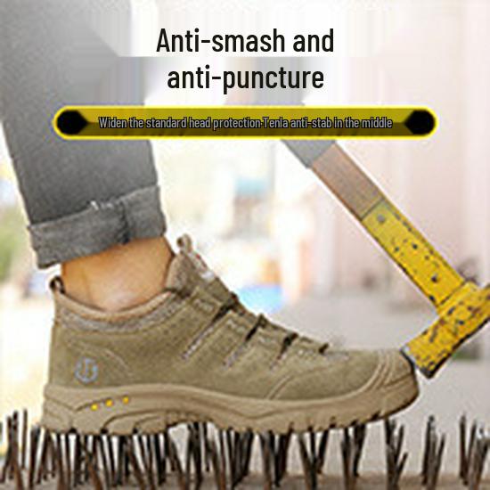 Men's Breathable Steel Toe Work Shoes - Lightweight, Odor-Resistant, Anti-Smash, Anti-Puncture, Wear-Resistant Fly-Knit Design.