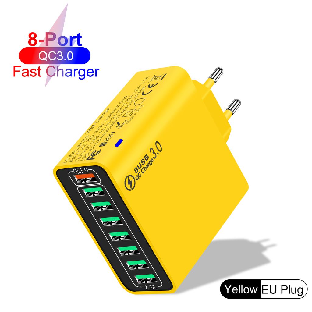 8 в 1 65 Вт USB EU/US/UK/KR Plug зарядное устройство быстрая зарядка телефона зарядное устройство сетевой адаптер для iPhone Samsung Xiaomi Multi Port