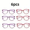6pcs Round Frame Fashionable Decorativereading Glasses Anti Blue Light Reading Glasses Unisex