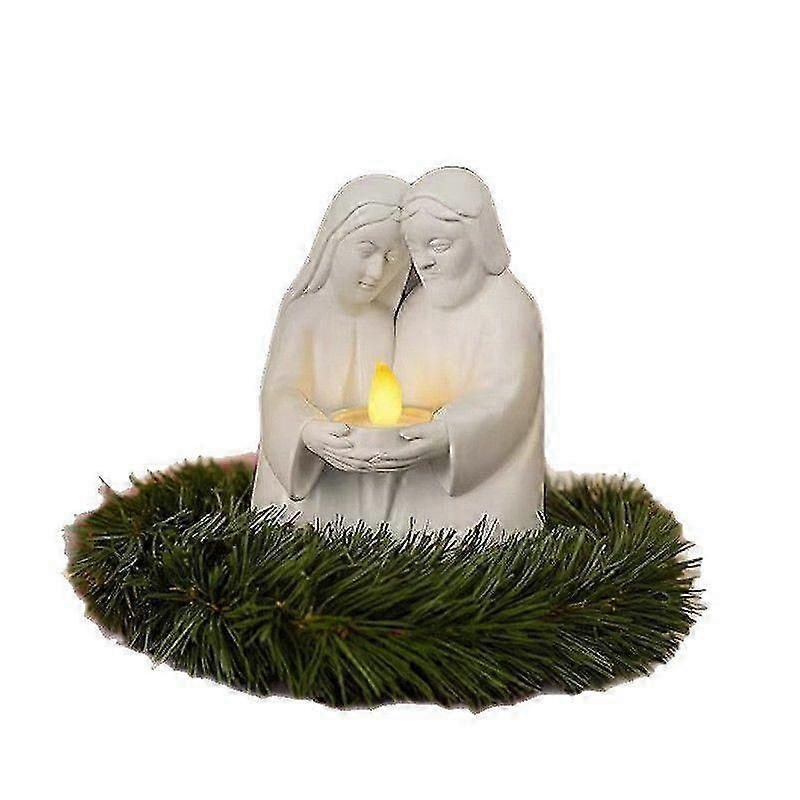 Nativity Set for Christmas Indoor,Ceramic Nativity Scene with Light, Porcelain Statue Sculpted Hand Painted Figurine, Holy Family Manger Scene Tableto