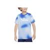 Sportswear Culture Of Basketball Letter Print Gradient Crew Neck Short Sleeve Kids Tops Light-Blue FD3932-480