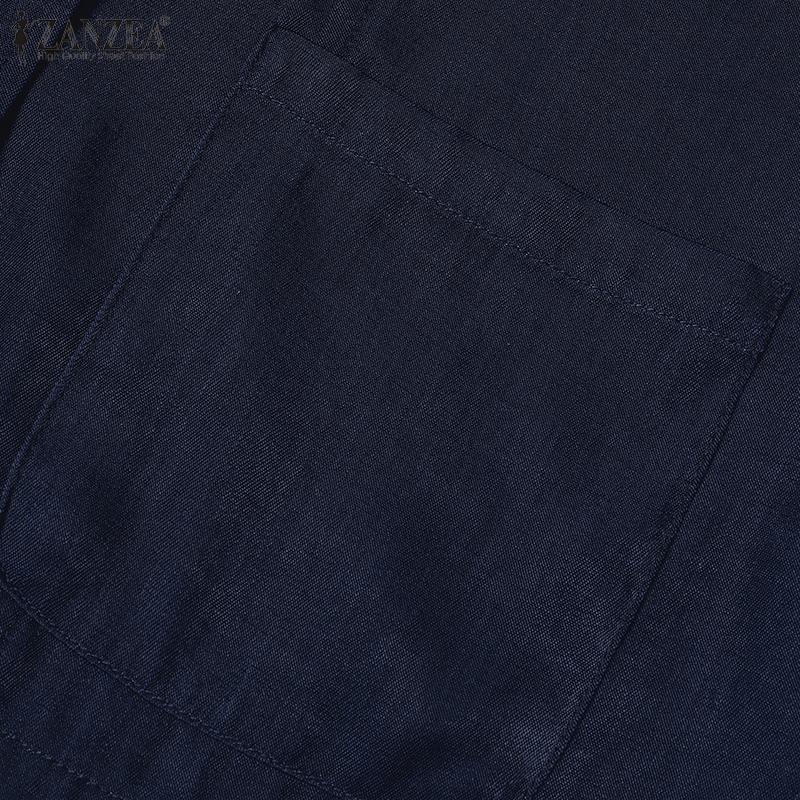 ZANZEA Женская повседневная блузка с отложным воротником и длинным рукавом