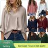 2023 Spring/Summer Women's Plus Size V-Neck Loose Casual Top