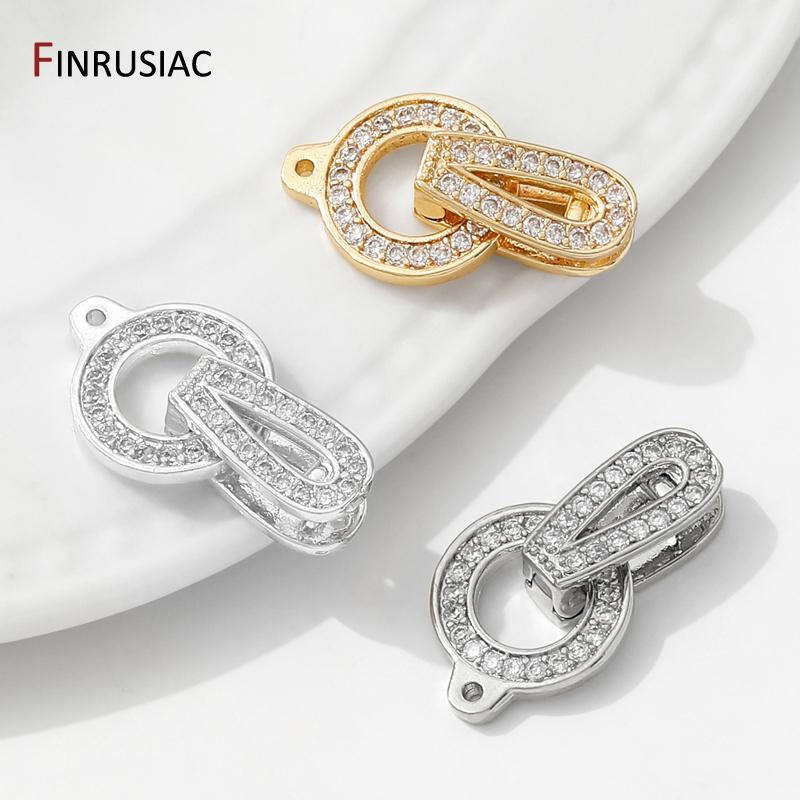 Застежки с жемчугом, латунь с покрытием 14K золотом, Соединители-застежки, Замок с инкрустированным цирконием, Для изготовления браслетов, ожерелий своими руками