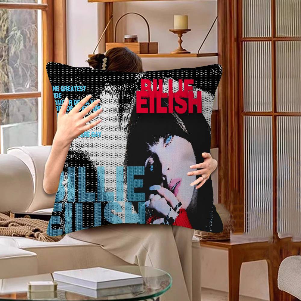 Hot Singer B-Billies E-Eilishs Personalized Pillow Cover Kids Bedroom Wild Party Decor Pillowcase Kid Birthday Shower Gift