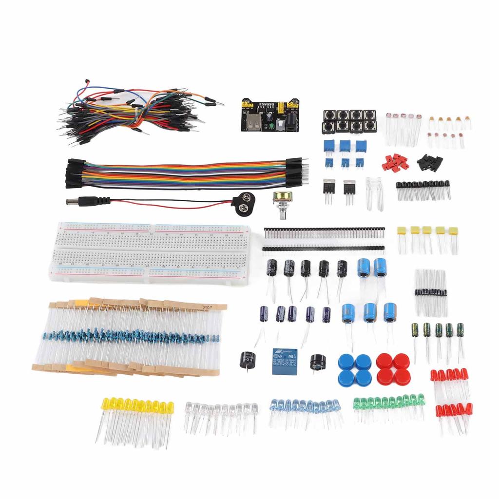 Комплект электронных компонентов Starter Fun Assortment 830 точек соединения Макетная плата Резистор Конденсатор Диод 