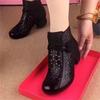 Fashion New Women's Fashion Hollow-Out Soft Sole Mid-Heel Ankle Boots, Retro Breathable Comfortable Shoes 2025