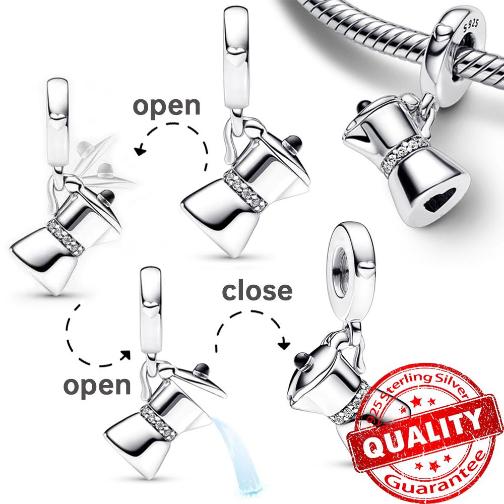 Сияющий медный кофейник пивной шарм-подвеска подходит для оригинального браслета медно-красный шарм в виде бокала для красного вина для изготовления ювелирных изделий