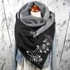 Women Cotton Print Horse Note Rose Star Warm Button Turban Scarf