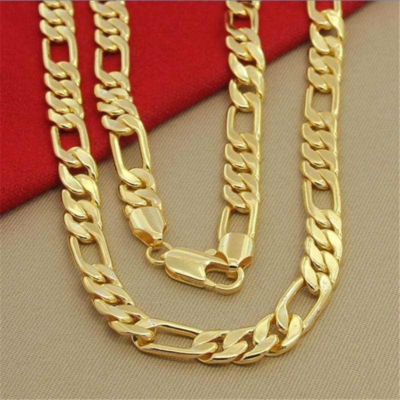 Ожерелье из стерлингового серебра 925 пробы, 8 мм, три спальни, одно ожерелье Фигаро, покрытие из 24-каратного золота, мужская праздничная бижутерия, подарок