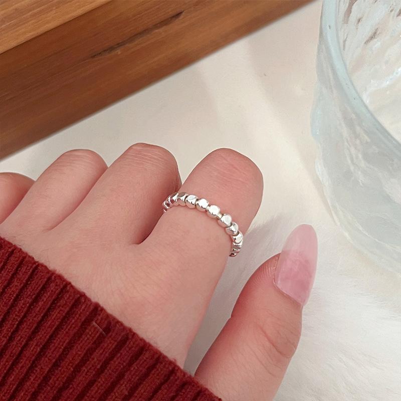 Korean Version Plain Ring Irregular 925 Sterling Silver Versatile Ring Women's Niche Ins Style Design Non-fading Combination Ring