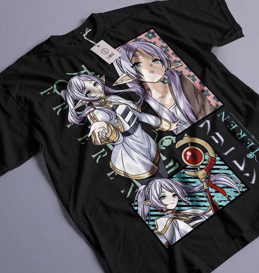 Anime Frieren Beyond Journeys End Fern Stark Black T Shirt Size S 4XL V1