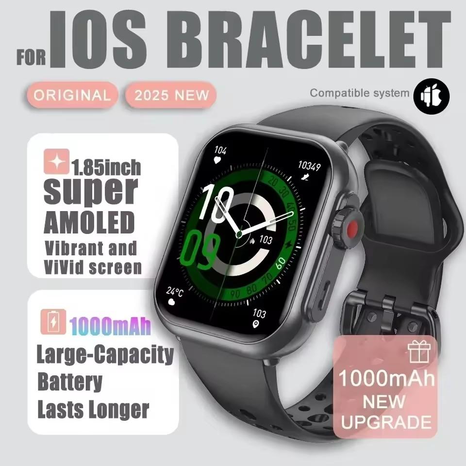 Новые умные часы 1000 мАч Длительное время работы от аккумулятора Для мужчин Женщин Фитнес Спорт Bluetooth-вызов Водонепроницаемые 1,85-дюймовые Полноценный сенсорный экран Умные часы