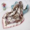 Satin Square Scarf Women Muslim Hijab Elegant 2026 Chains Print Neckerchief Shawl Wraps Headband Handle Hair Accessories Bandana