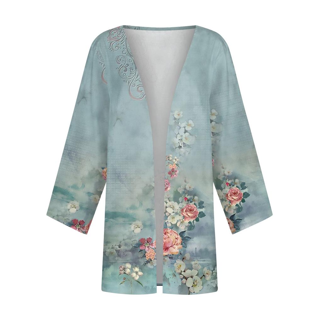 Женская повседневная модная легкая куртка средней длины с принтом в стиле ретро, ​​кардиган