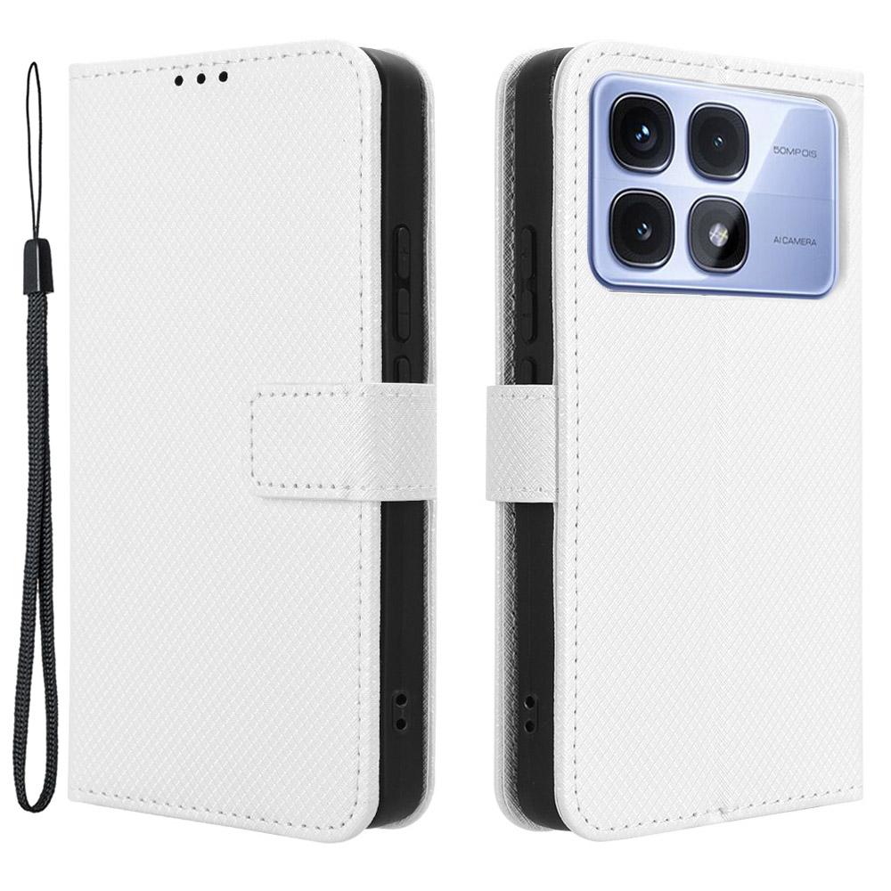 For Xiaomi Redmi K70 Ultra Phone Stand Case Diamond Texture PU Leather Cover Wallet