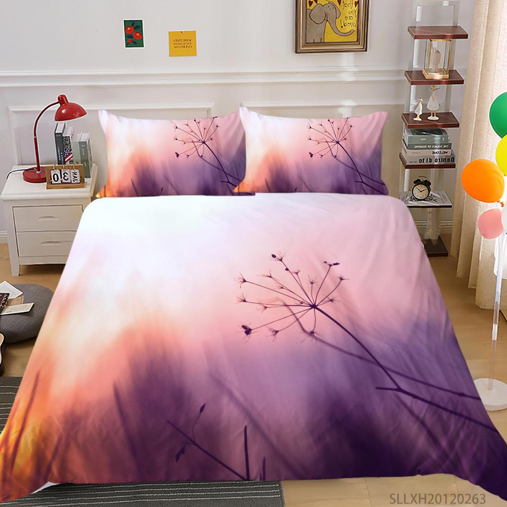 Постельное белье из микрофибры с 3D одуванчиком и растительным принтом, пододеяльник и наволочка, 2 или 3 односпальные кровати, двуспальная кровать, полноразмерное украшение для дома