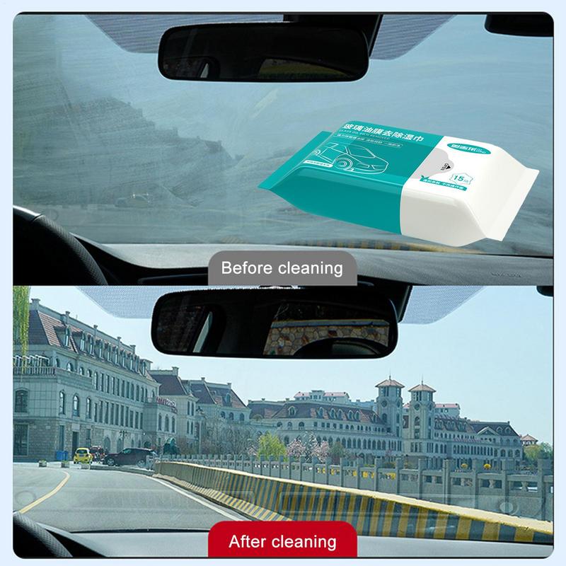 Car Glass Cleaning Wipes Windshield Window Cleaner Car Oil Stain Cleaner Glass Oil Film Removal Wipes for Front Windshield