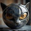 1/2Pcs Black Cat Stone Sculpture Hand-Carved Cat Head Statue Figurine Home Office Desktop Decoration Ornament Cat Lovers Gift