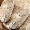 Fashion Round Toe Lace-up Flowers Designer Shoes Summer Mesh Breathable Handmade Embroidered Flats Elegant Comfort Non-slip Flat Sandals