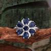 Элегантное кольцо из стерлингового серебра 925 пробы с натуральным кианитом, настоящими драгоценными камнями, дизайн в форме цветка, изысканное ювелирное изделие для женского банкета, подарки