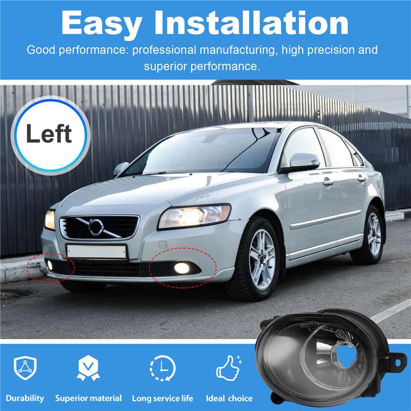 Car Fog Lamp Front Bumper Fog Lamp Light Housing (Without Bulbs) For VOLVO S40 V50 2008-2012