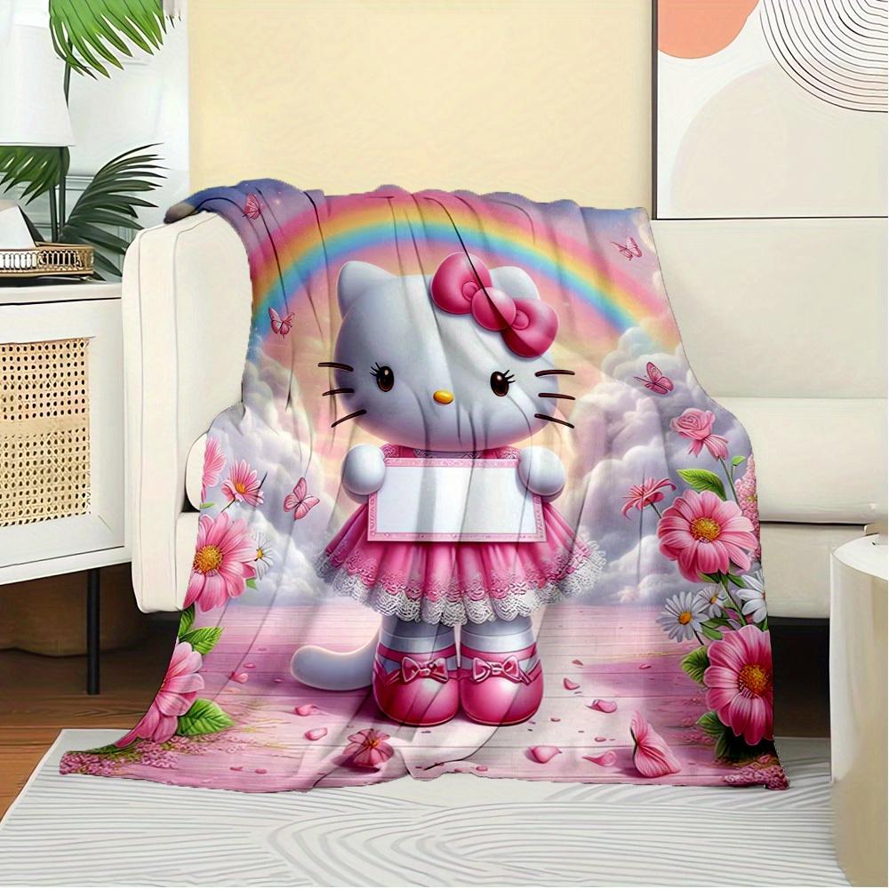 1pc Hello Kitty Rainbow Garden Blanket - Seasonal Home Decor, Comfortable and Machine Washable, Perfect Gift for All Ages, Available in Mult