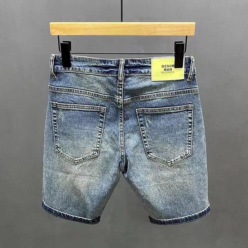 Новые летние простые джинсовые шорты, мужские модные облегающие эластичные капри, повседневные универсальные пиратские шорты, мужские