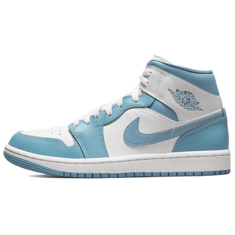 Womens Air Jordan 1 Mid 'University Blue' (women's sizes) Sail / Sail / Worn Blue Vintage Basketball Shoes BQ6472 141