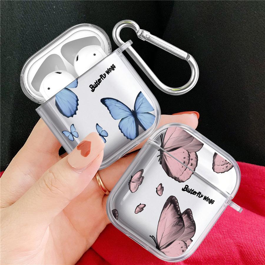 Чехол для Airpods Pro2 4 Pro3 1 Pro 2 3 Прозрачные Чехлы для Наушников Обложка Красный Синий Бабочка