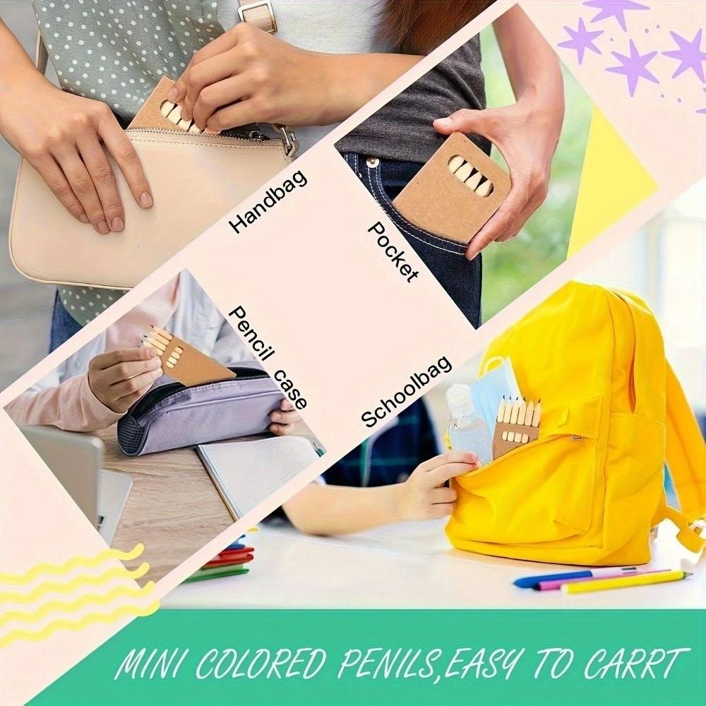 5 Boxes/30pcs Kraft Paper Box Children's Short Pen Mini Drawing Pencil  Student Stationery