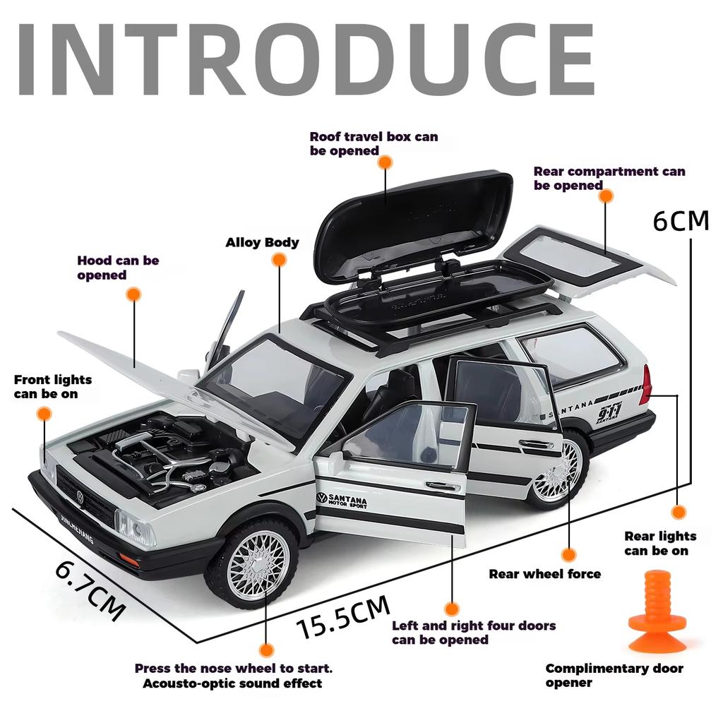 1/32 Volkswagen Santana Универсал Сплав Модель Маслкара Звук и Свет Инерционный Детская Игрушка Коллекционные Предметы Подарок на День Рождения