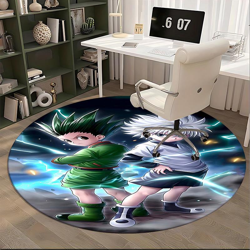 1 шт. Ковер круглый Hunter x Hunter Killua & Gon - Коврик для стула с дизайном из аниме-мультфильма, нескользящий ковер для офиса, домашнего декора, гостиной