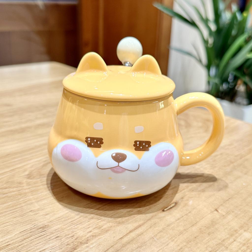 Shiba Inu Ceramic Cup High Appearance Level Large Capacity Coffee Cup with Spoon Cute Girls Children's Office Home