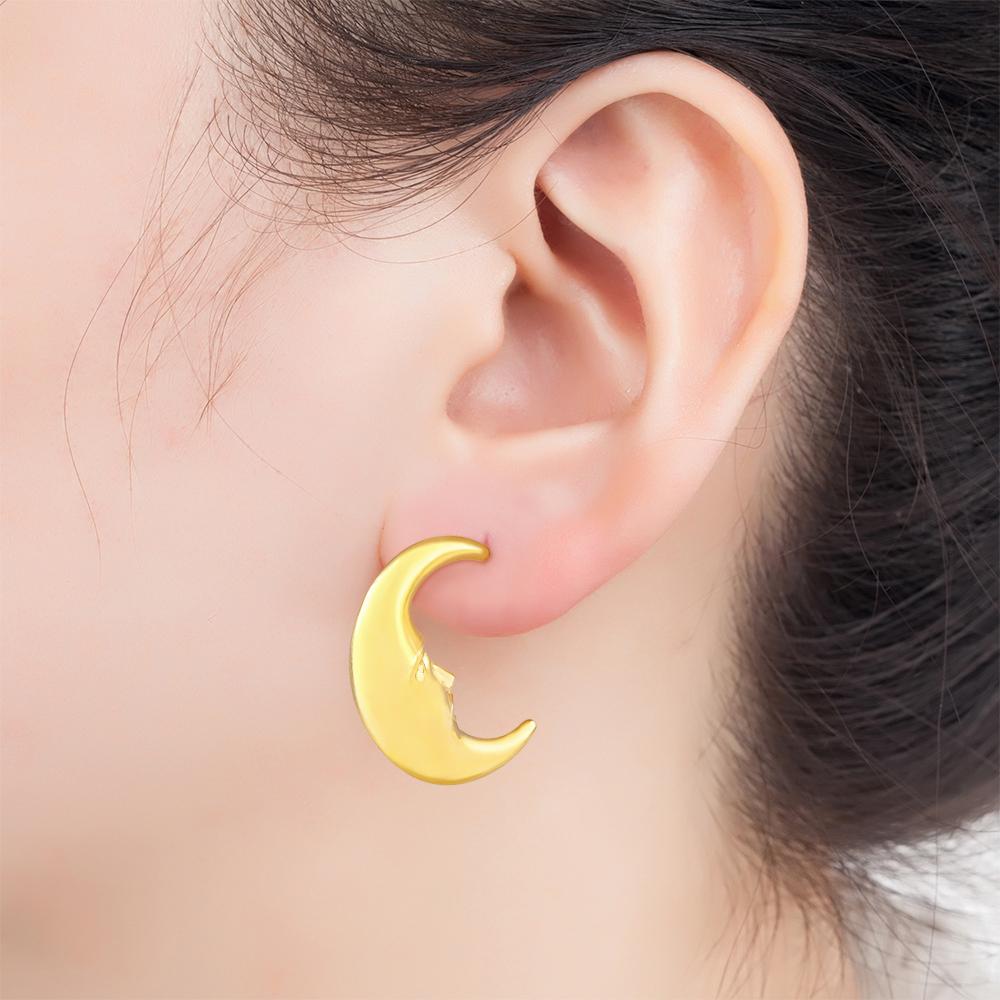 Nidin Ins Hot Sale Simple Fashion Versatile Cosmic Star Series Moon Shape Earrings Gold Plated Ear Jewelry Accessories Gifts