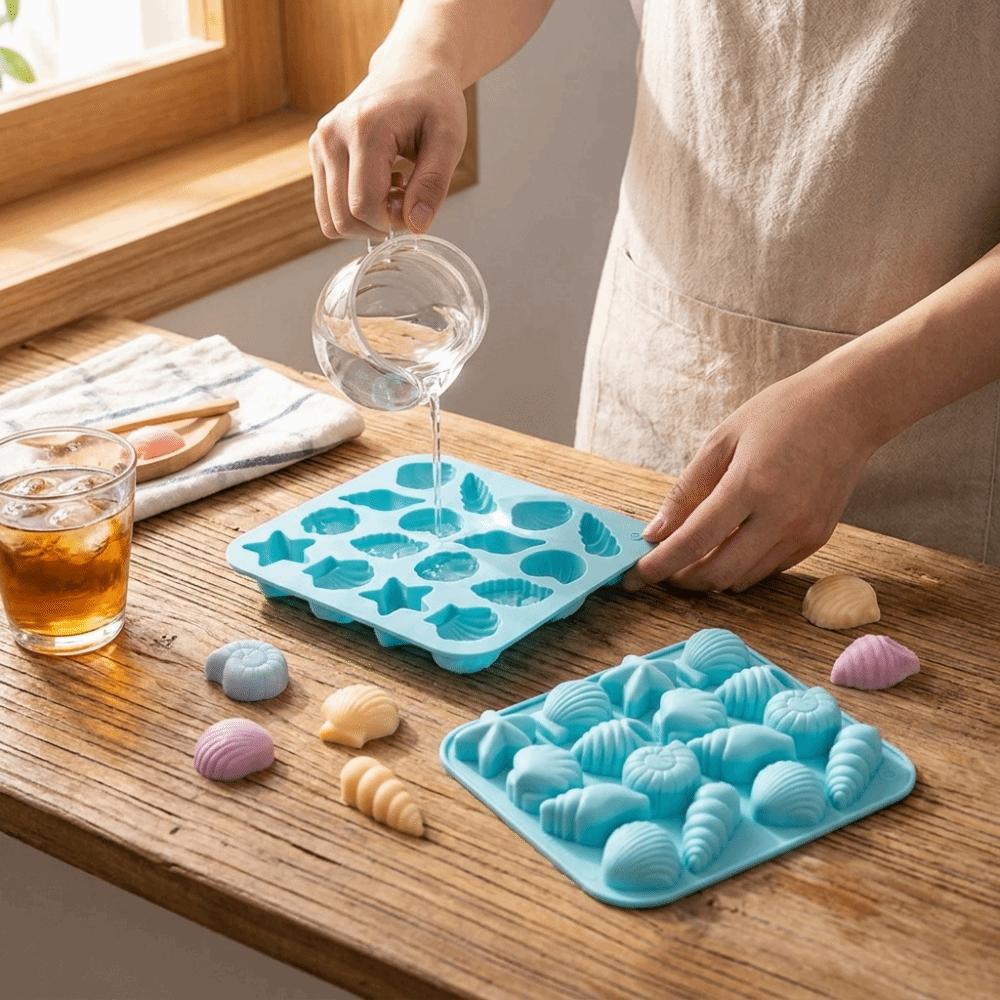 Conch Silicone Chocolate Mold 16 Cavity Ice Cube Tray Ocean Themed Marine Animal Mold Household