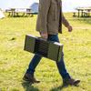 Portable BBQ Grill, Foldable Charcoal Grill for Camping and Picnics with 2 Side Shelves and Handle, Green