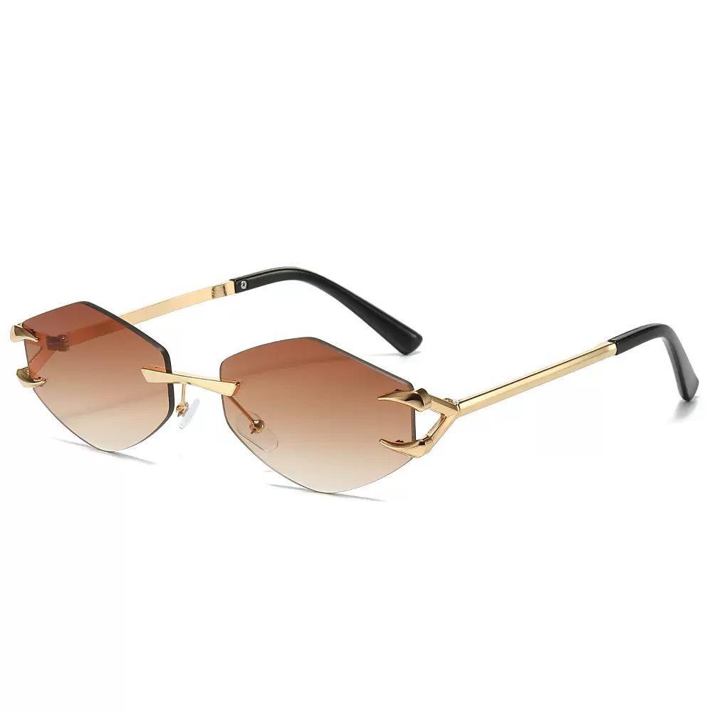Высококачественные оригинальные безрамные многоугольные солнцезащитные очки с дизайном в виде когтя-крючка