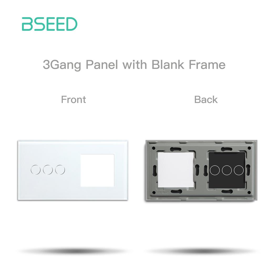 BSEED Zigbee Умные сенсорные выключатели 1/2/3 модуля Обычные французские настенные розетки Тип-C USB Функциональные модули Стеклянные панели DIY Комбинация