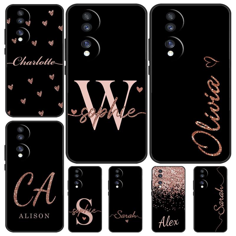 Bling Personalised Name Plating For Honor 90 70 50 Lite Magic 5 Pro 8X 9X Phone Case For Honor X8a X9a X7a X6a X9 X7 X8 X9b