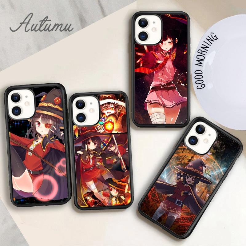 Чехол для телефона с аниме megumin konosuba для iPhone 11 12 13 14 Pro Max mini X XR XS SE 2020 5 6S 7 8 Plus Samsung Galaxy S21 S22