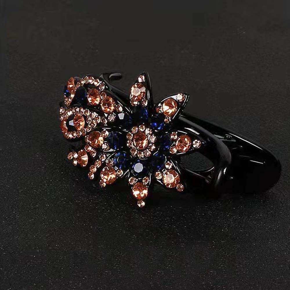 Заколка для волос в стиле ретро с цветком и кристаллами и стразами, женская заколка для волос, зажимы в виде утконоса, заколка для волос в корейском стиле