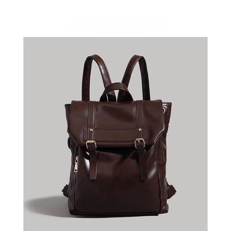 Retro Women's Lightweight Leather Backpack for Shopping and College