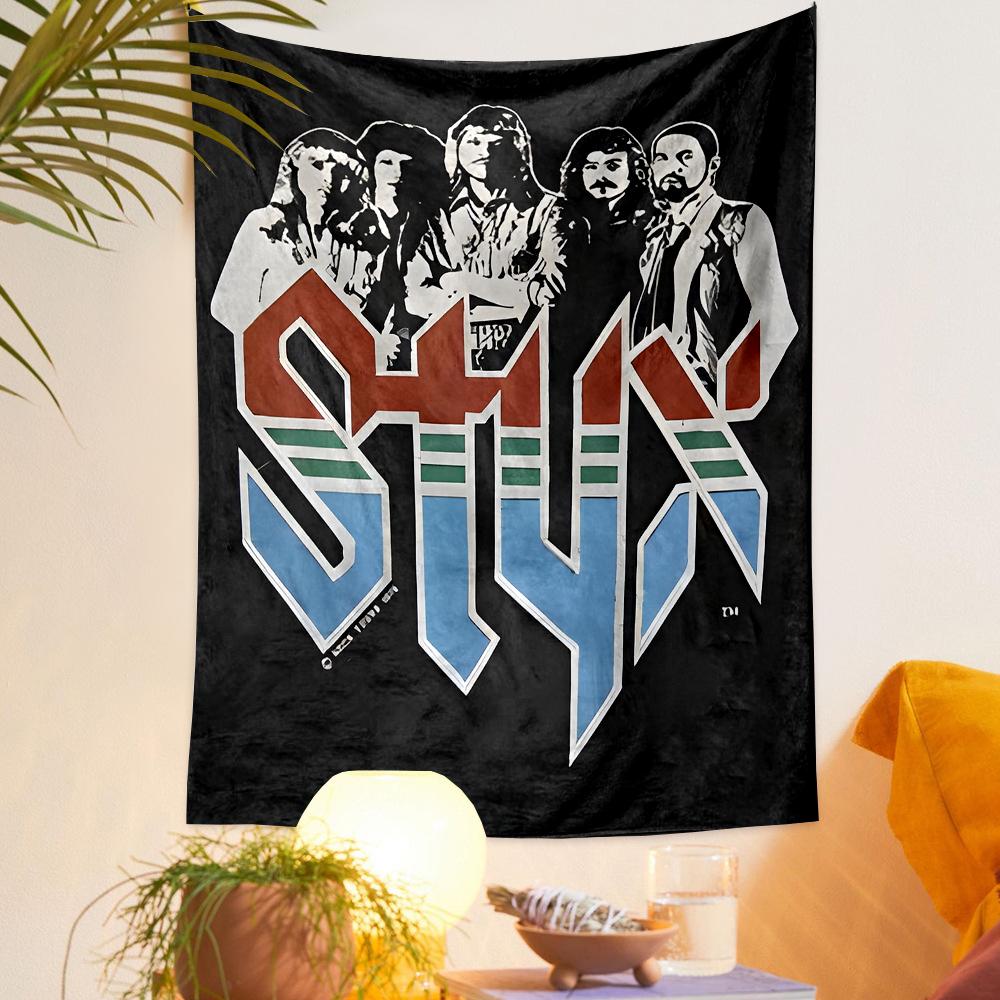 Printed Tapestry Styx Rock Band Logo Members Poster Rock Music Dorm Room