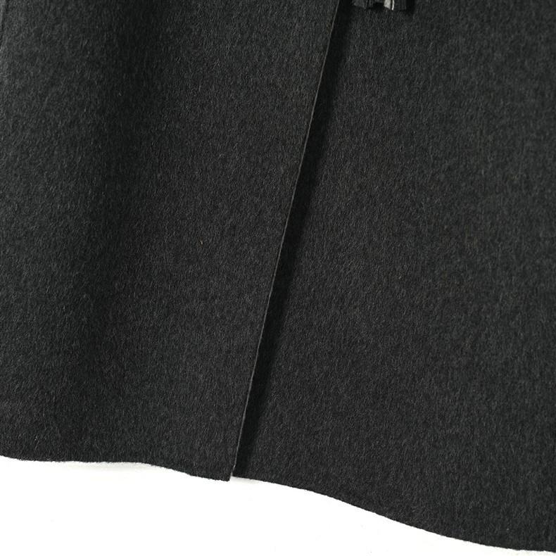 Двустороннее длинное шерстяное пальто-халат с капюшоном и поясом - Осенне-зимняя корейская мода женская верхняя одежда