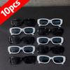 10 Pairs of Retro Black and White Oval Small Frame Fashionable Glasses for Men and Women Suitable for Holiday Parties