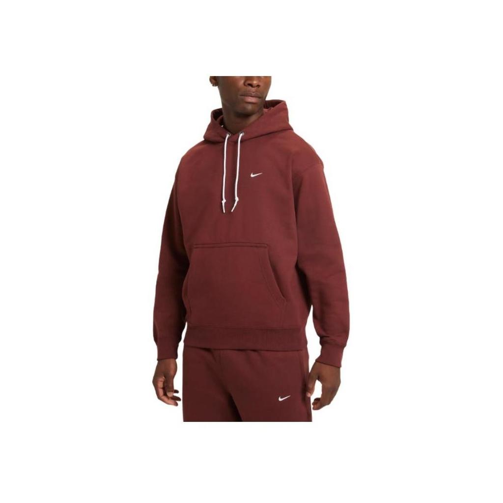 Nike Мужская толстовка с капюшоном Solo Swoosh из флиса Коричневый Белый DX1355-231