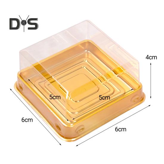 50Pcs 100g Moon Cake Box Square Shaped Multipurpose Plastic Egg Yolk Pastry Box for Festival