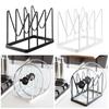 Kitchen Pot Lid Stand with Anti-skid Mat 4 Compartments V-shaped Cutting Board